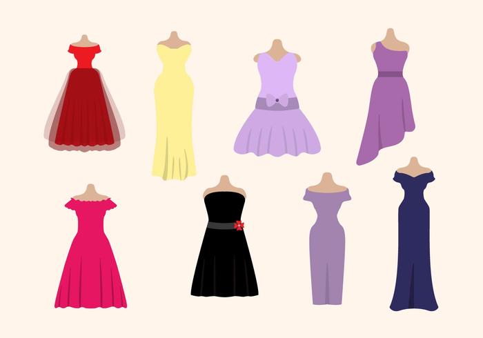 Flat Woman's Dress Vectors