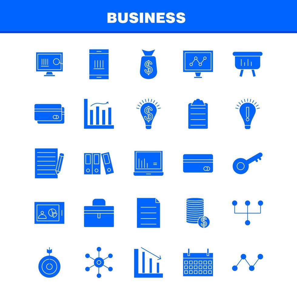 bedrijf solide glyph pictogrammen reeks voor infographics mobiel uxui uitrusting en afdrukken ontwerp omvatten wereldbol internet netwerk vector paspoort euro boek document verzameling modern infographic logo en p