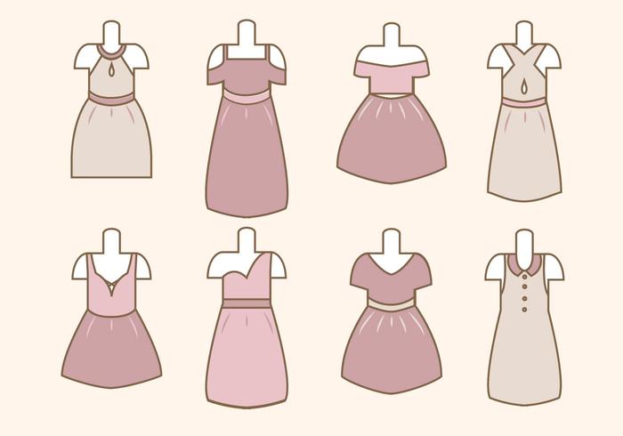 Flat Woman's Dress Vectors