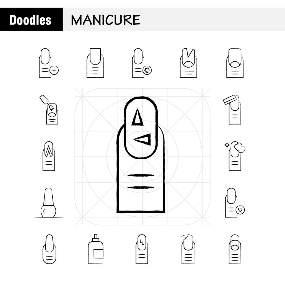 manicure hand- getrokken icoon pak voor ontwerpers en ontwikkelaars pictogrammen van Frans gezondheidszorg manicure medisch kruis kunst schoonheid zorg manicure vector