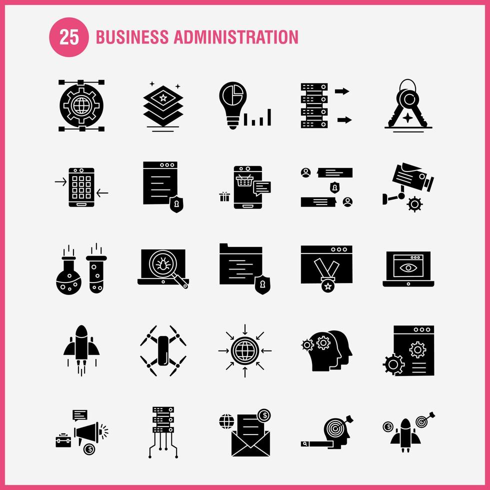 bedrijf toediening solide glyph pictogrammen reeks voor infographics mobiel uxui uitrusting en afdrukken ontwerp omvatten diagram dollar bedrijf geld uitrusting instelling potlood schrijven eps 10 vector