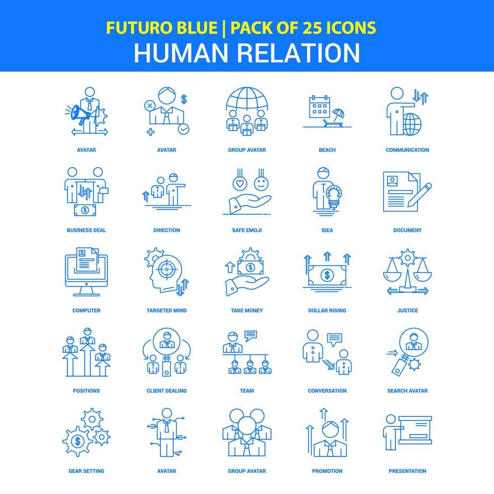 menselijk relatie pictogrammen futuro blauw 25 icoon pak vector