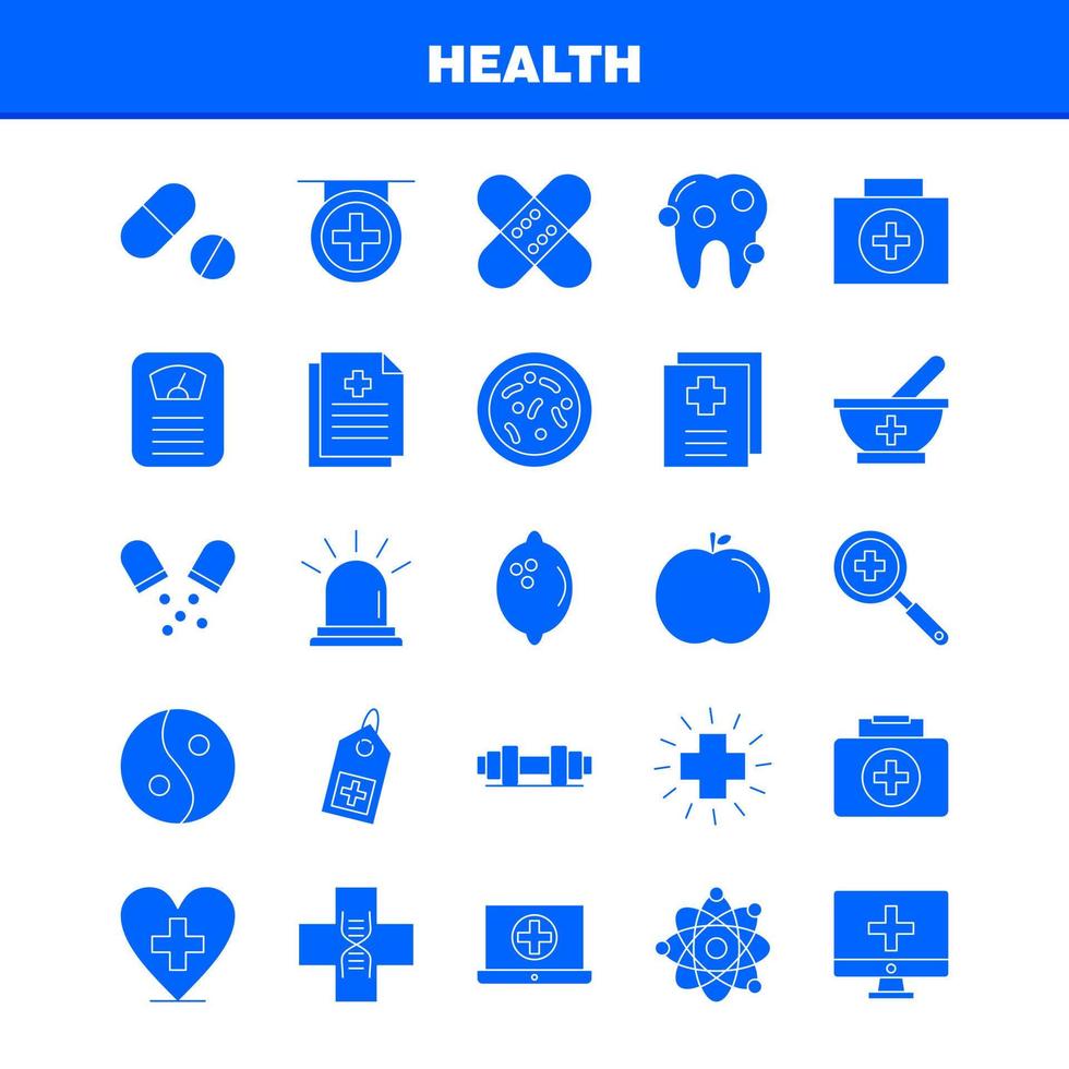 Gezondheid solide glyph icoon voor web afdrukken en mobiel uxui uitrusting zo net zo ambulance medisch gezondheidszorg ziekenhuis medisch pillen tablet geneeskunde pictogram pak vector