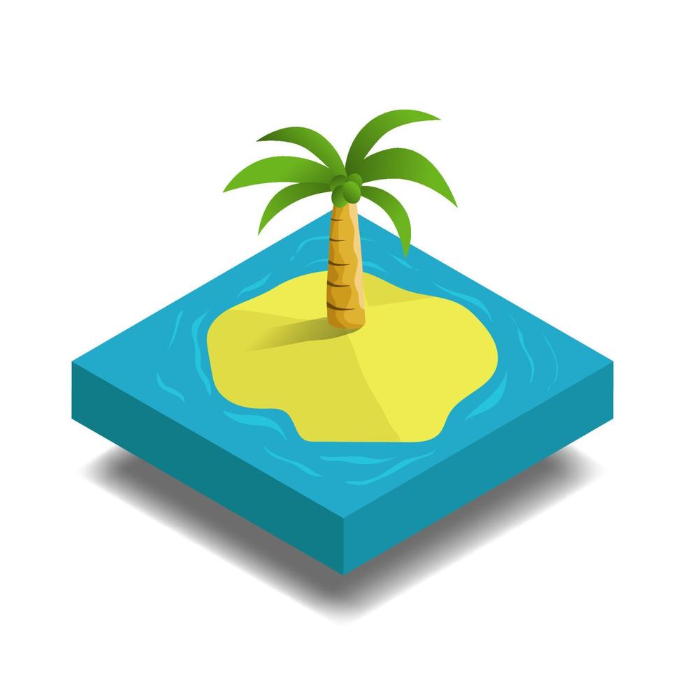 3d isometrische vectorillustratie, zomer strand eiland tropische reizen en vakantie, concept infographic collectie vector