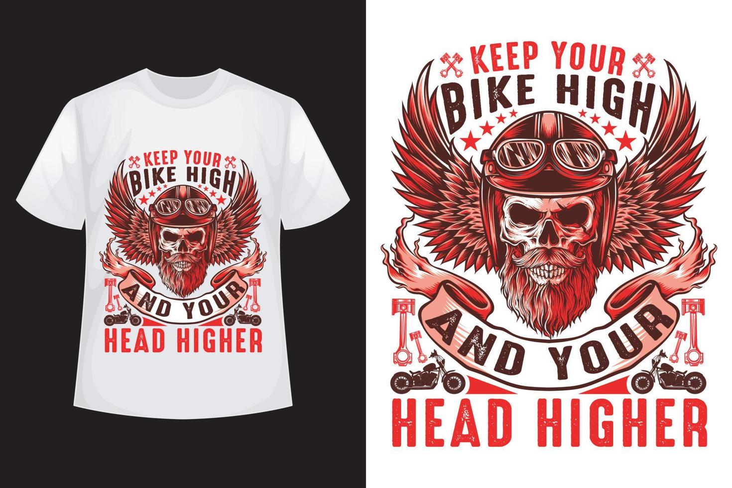 houden uw fiets hoog en uw hoofd hoger - fiets t-shirt ontwerp sjabloon vector