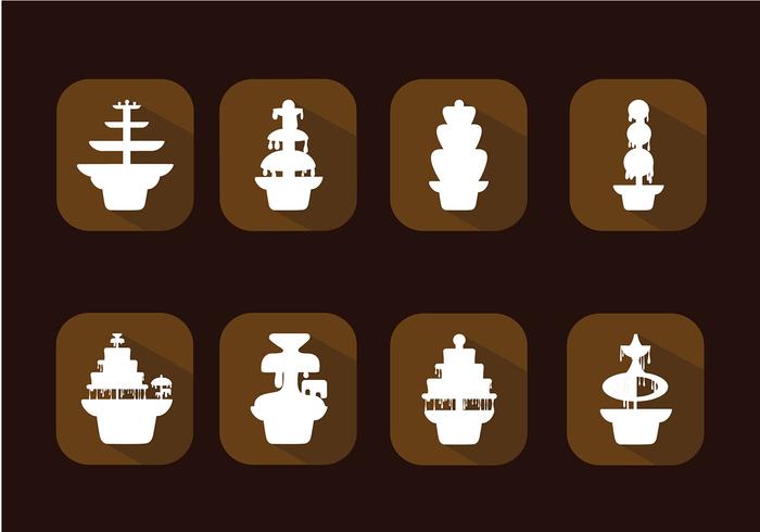 Fountain Chocolade Icon Set Free Vector