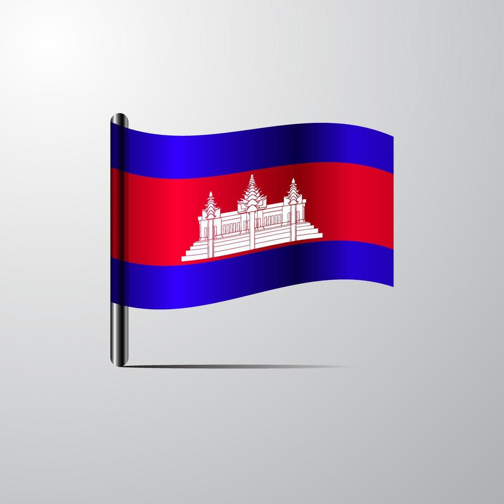 Cambodja golvend glimmend vlag ontwerp vector