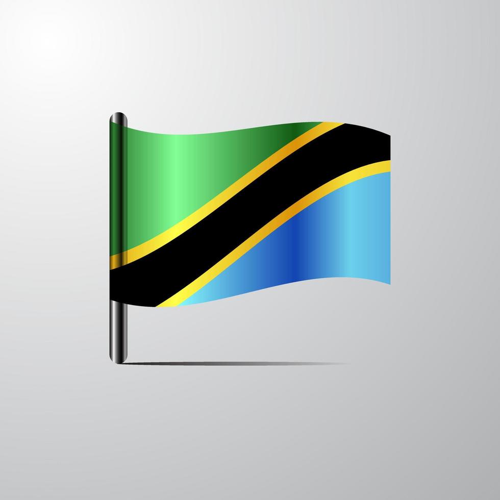Tanzania golvend glimmend vlag ontwerp vector