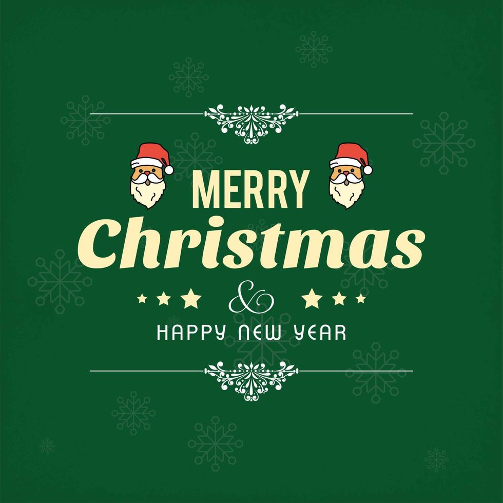 Kerstmis groeten kaart met typografie en groen achtergrond vector