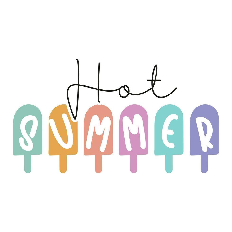 professioneel zomer citaten heet zomer kleurrijk ijs room typografie stijl doopvont SVG besnoeiing bestanden t-shirt vector