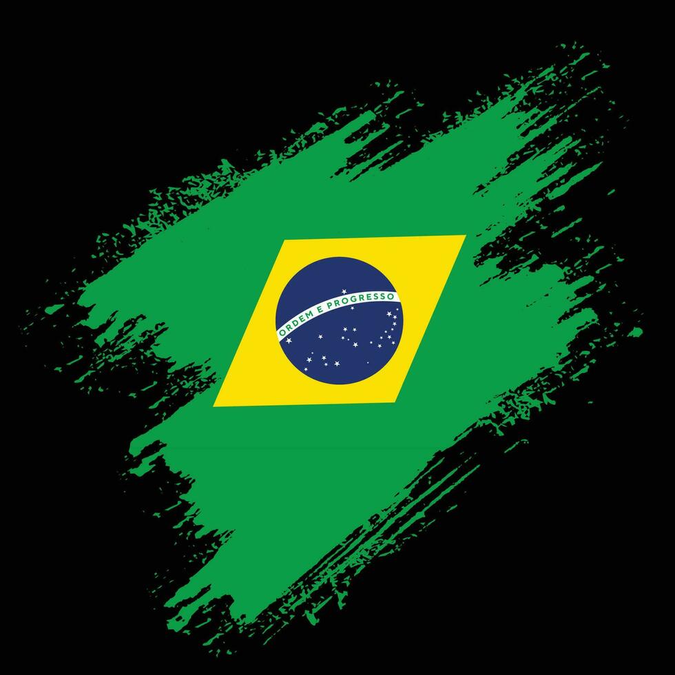 kleurrijk hand- verf Brazilië grunge vlag vector