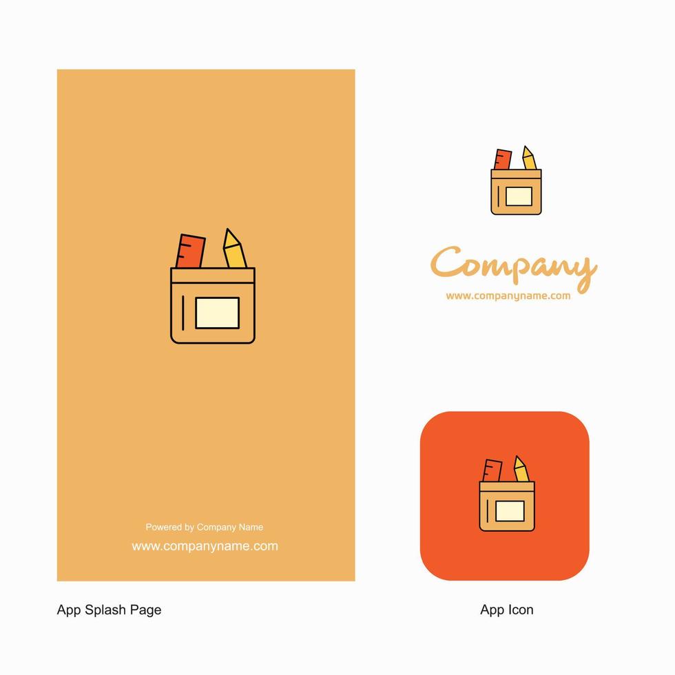 potlood doos bedrijf logo app icoon en plons bladzijde ontwerp creatief bedrijf app ontwerp elementen vector