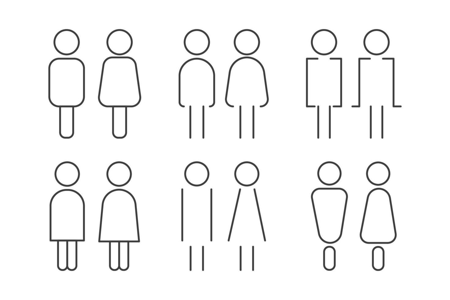 reeks van mannen en Dames zwart lijn pictogrammen geïsoleerd Aan wit achtergrond. vector