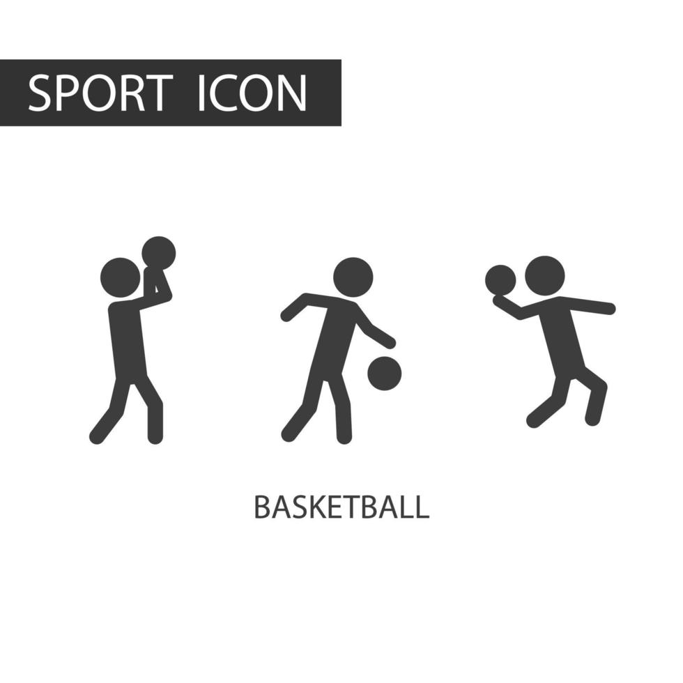 3 zwart pictogram van basketbal set. soorten van sport, pictogram sport set. vector