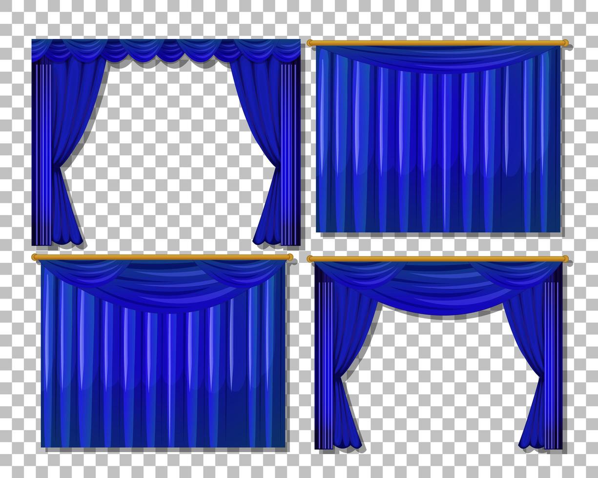 set van verschillende blauwe gordijnontwerpen vector