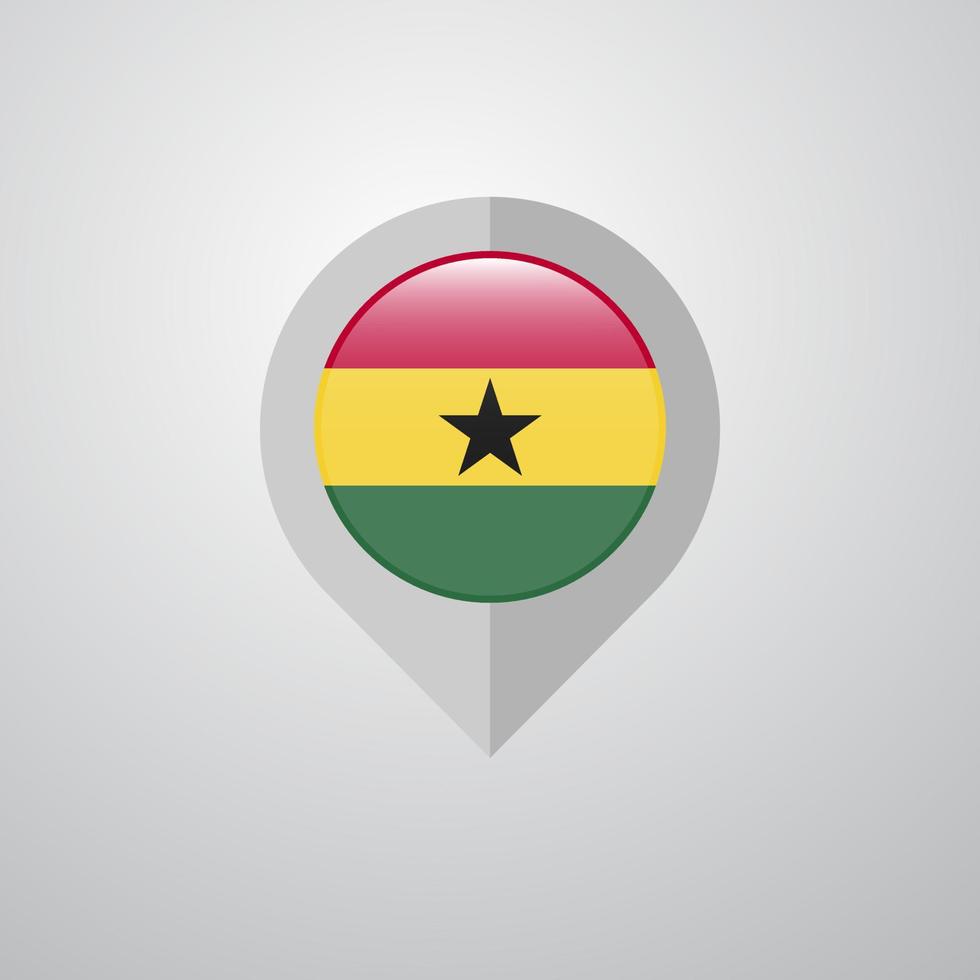 kaart navigatie wijzer met Ghana vlag ontwerp vector