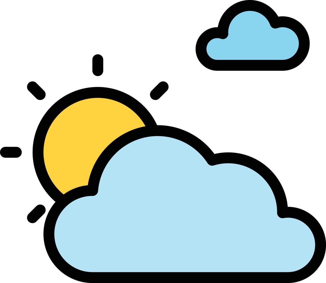zon wolken bewolkt lucht - gevulde schets icoon vector