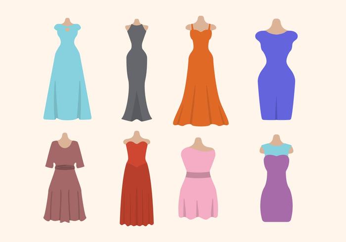 Flat Woman's Dress Vectors