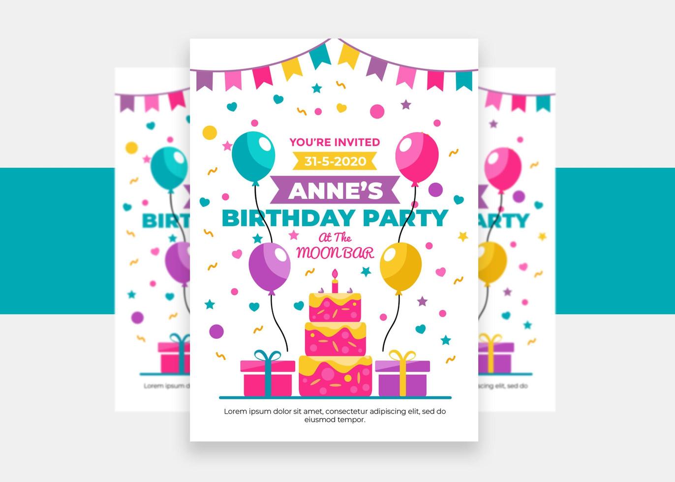 gelukkige verjaardagspartij jongen uitnodiging flyer vector