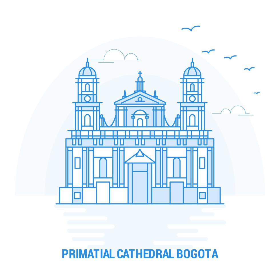 oer- kathedraal Bogota blauw mijlpaal creatief achtergrond en poster sjabloon vector