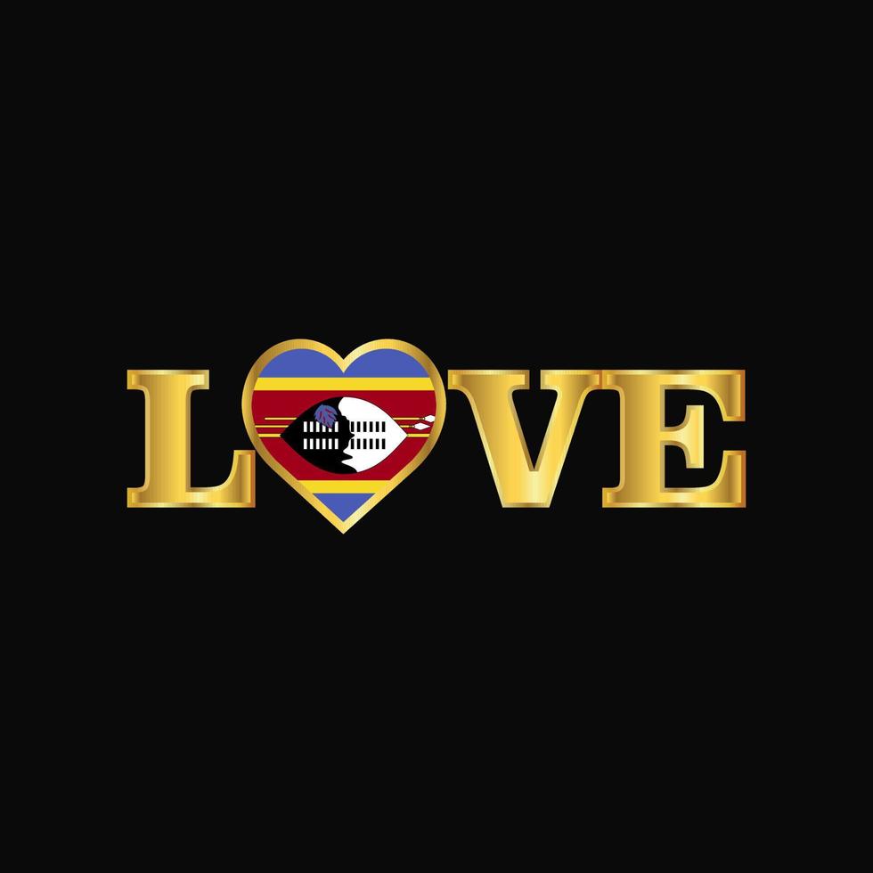 gouden liefde typografie Swaziland vlag ontwerp vector