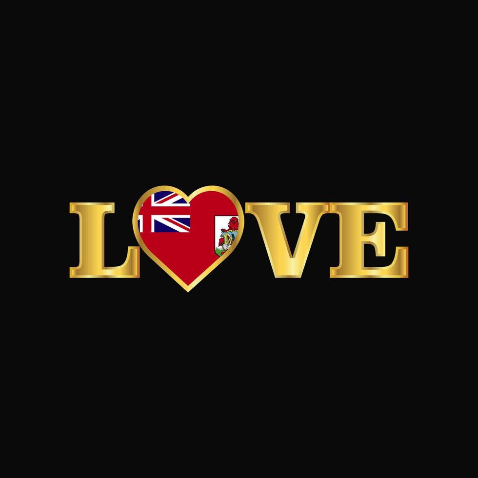 gouden liefde typografie bermuda vlag ontwerp vector