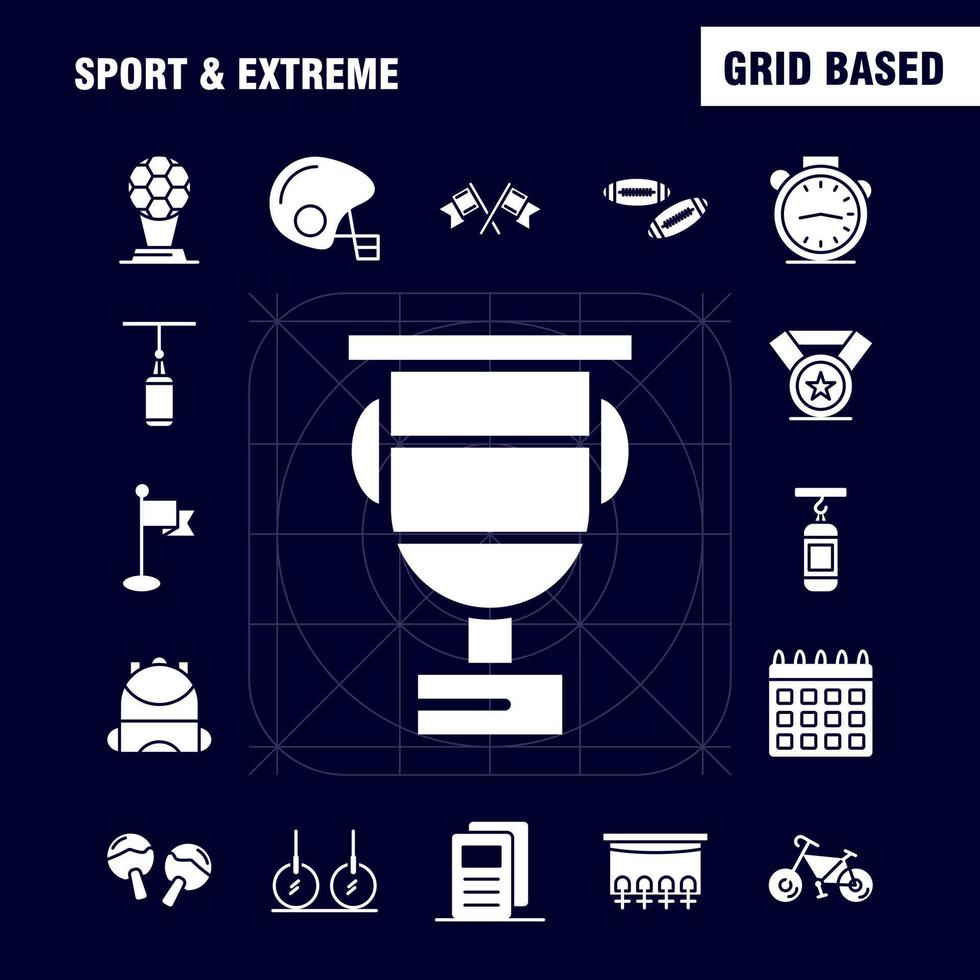 sport en extreem solide glyph pictogrammen reeks voor infographics mobiel uxui uitrusting en afdrukken ontwerp omvatten kalender dag tijd datum tijd klok kijk maar timer icoon reeks vector