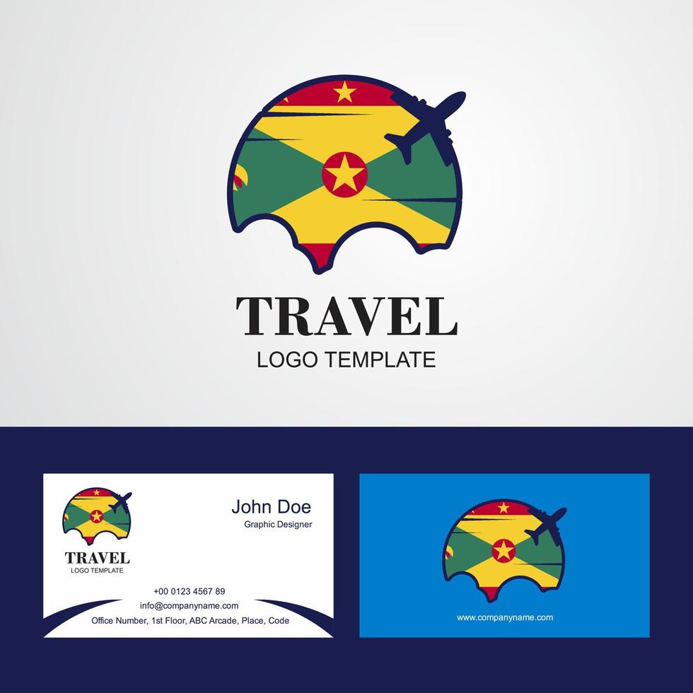 reizen Grenada vlag logo en bezoekende kaart ontwerp vector