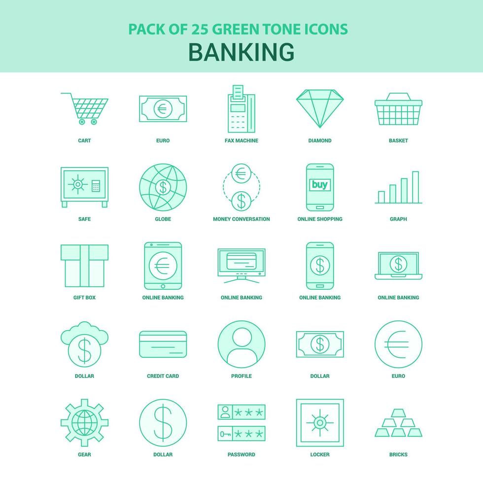 25 groen bank icoon reeks vector