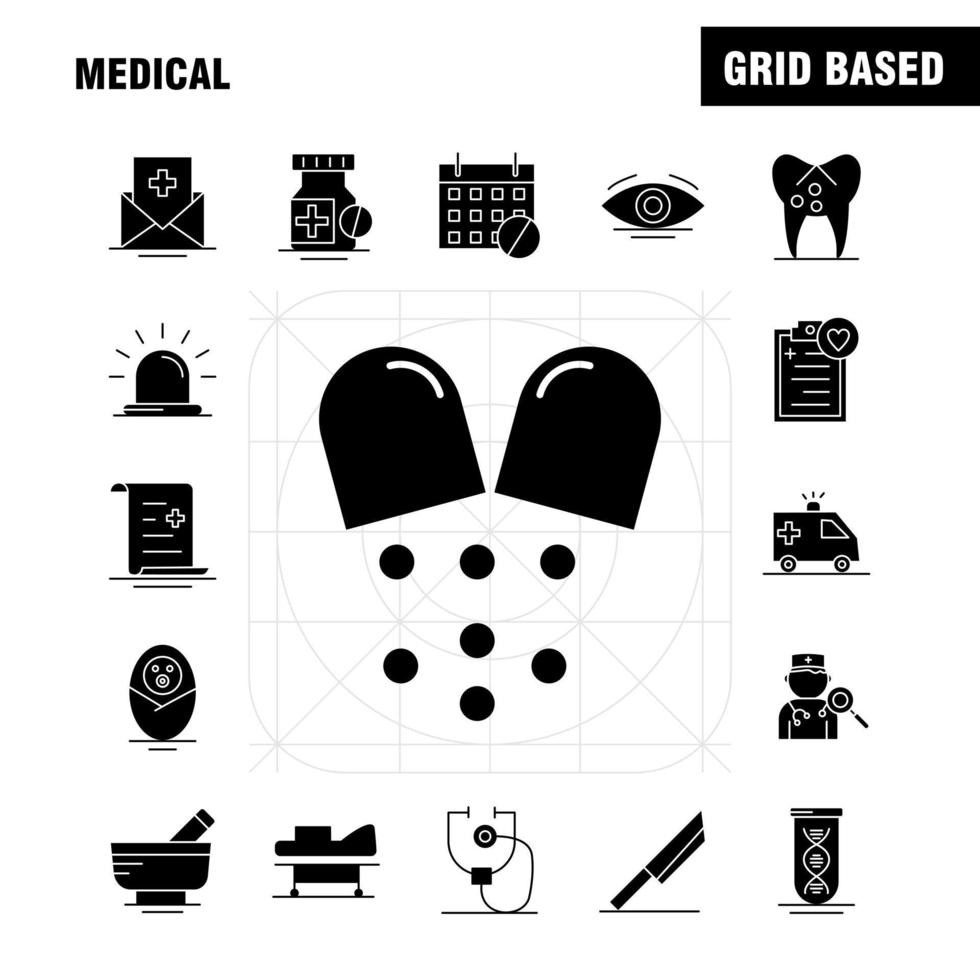 medisch solide glyph pictogrammen reeks voor infographics mobiel uxui uitrusting en afdrukken ontwerp omvatten medisch blad fabriek geneeskunde oog bal oog medisch verzameling modern infographic logo en pictogram vector