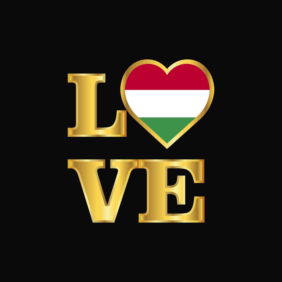 liefde typografie Hongarije vlag ontwerp vector goud belettering