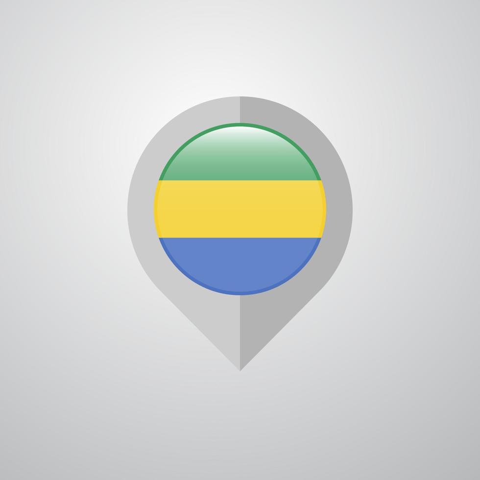 kaart navigatie wijzer met Gabon vlag ontwerp vector