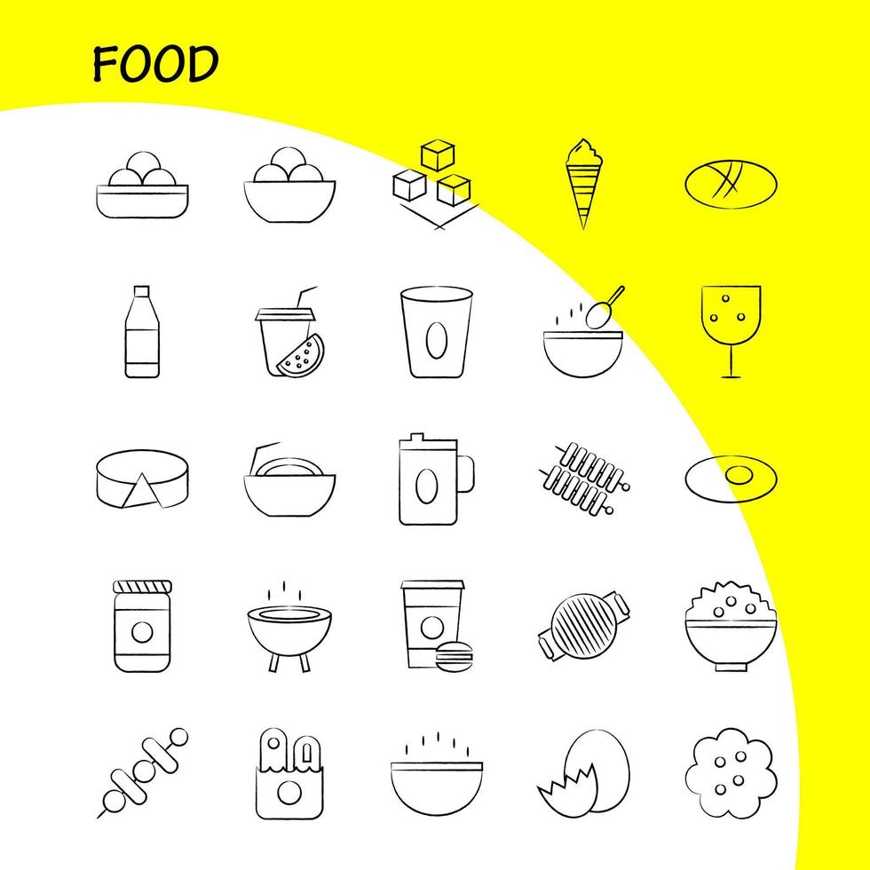 voedsel hand- getrokken pictogrammen reeks voor infographics mobiel uxui uitrusting en afdrukken ontwerp omvatten drinken sap voedsel maaltijd rooster Koken voedsel maaltijd verzameling modern infographic logo en pictogram vecto vector