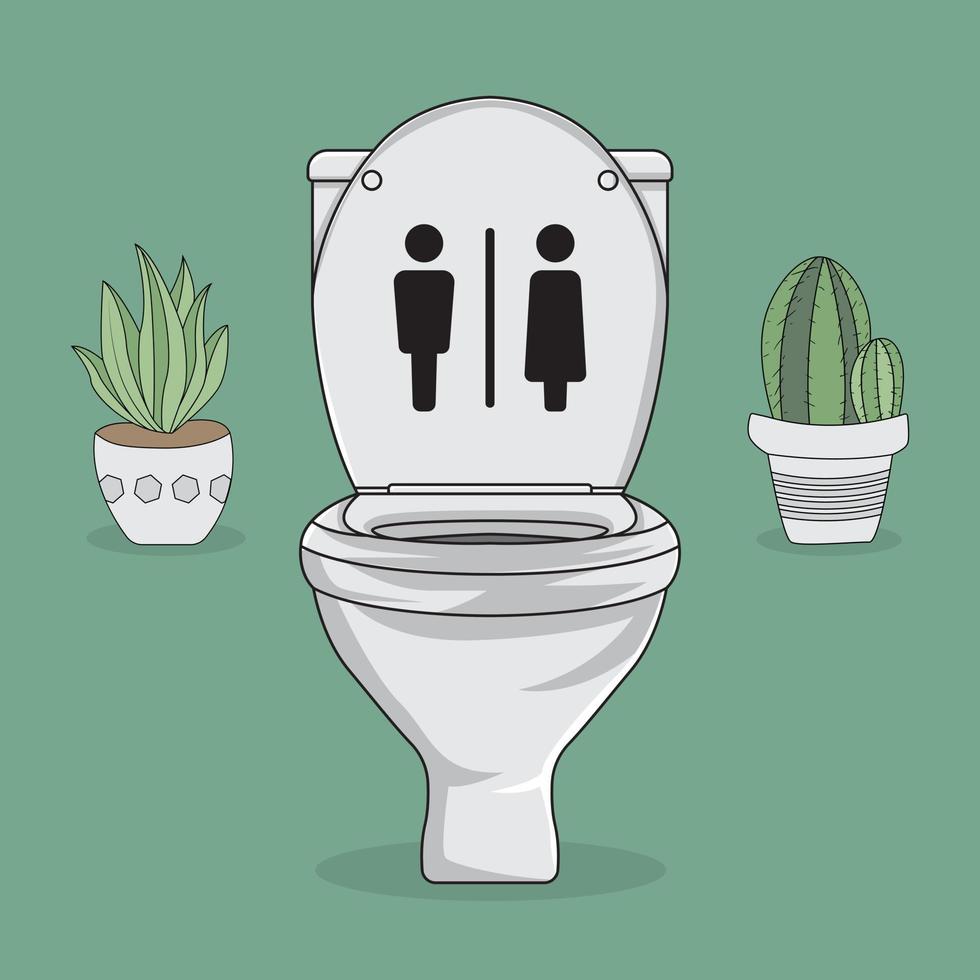 vlak tekenfilm bidet en toilet teken vector