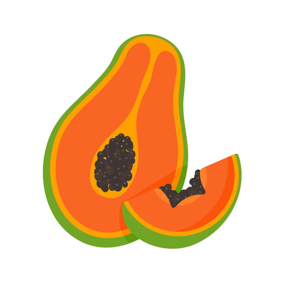 rijp papaja vector besnoeiing in voor de helft tot de zaden zijn zichtbaar binnen.