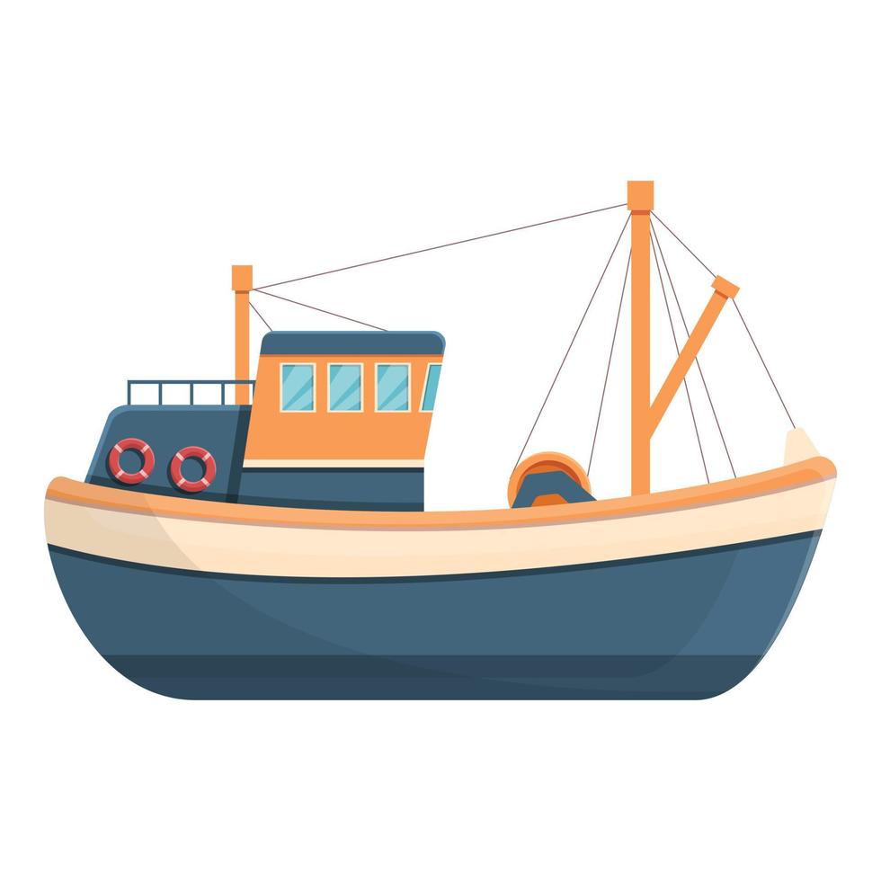 zwaar visvangst boot icoon, tekenfilm stijl vector