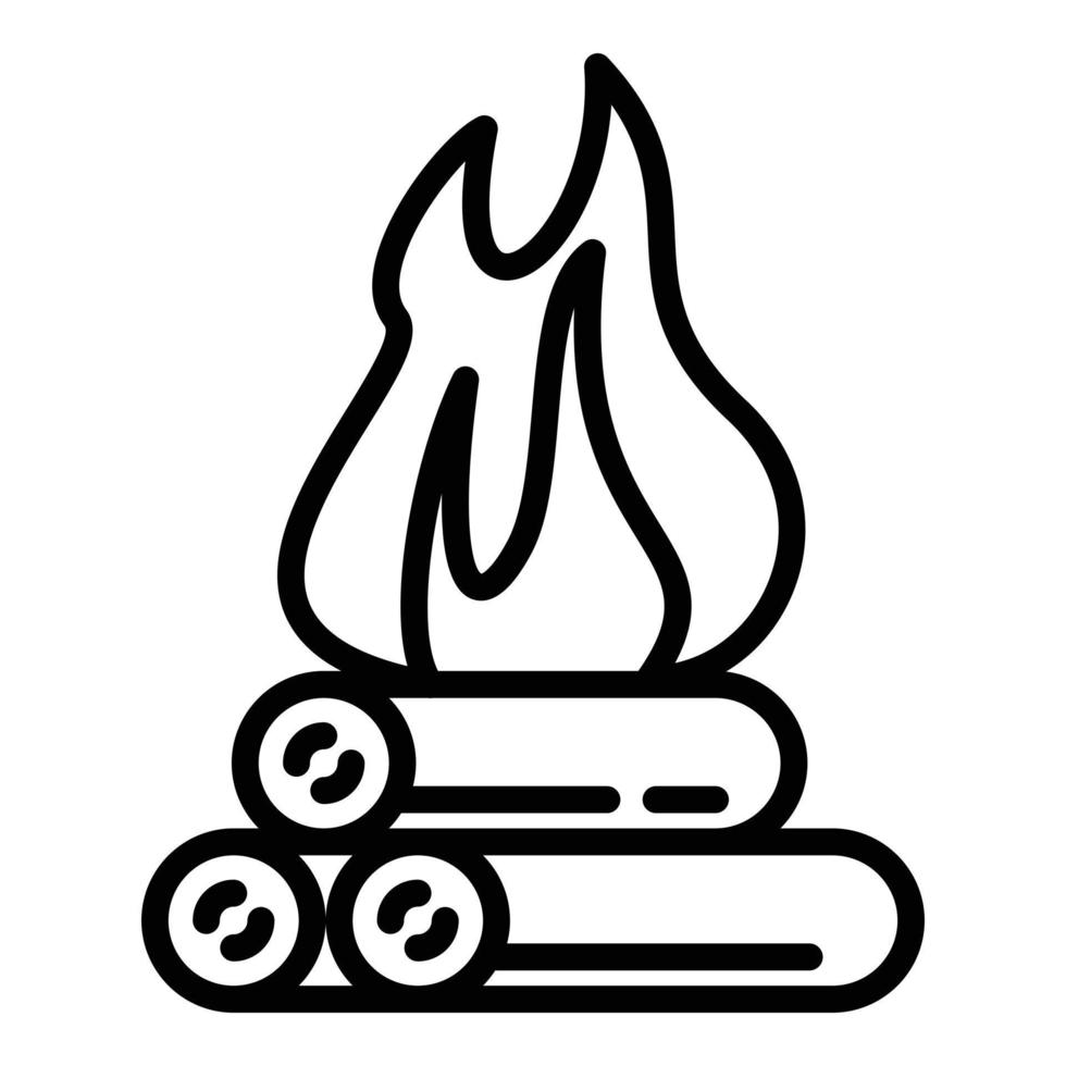 brandend kampvuur icoon, schets stijl vector
