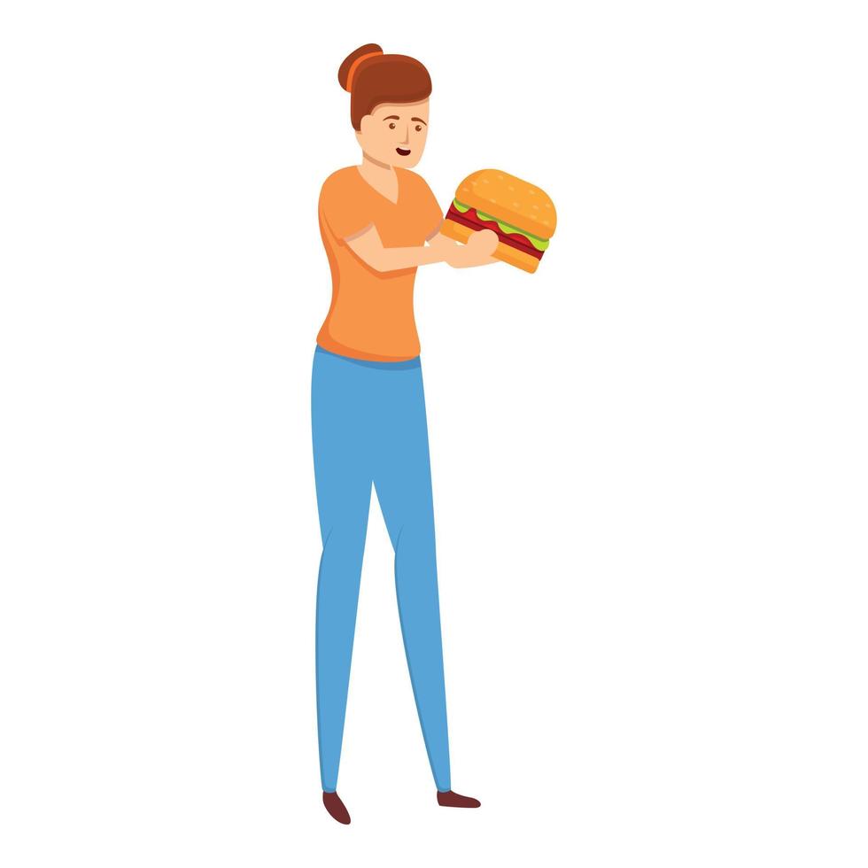 gewoonte hamburger eten icoon, tekenfilm stijl vector