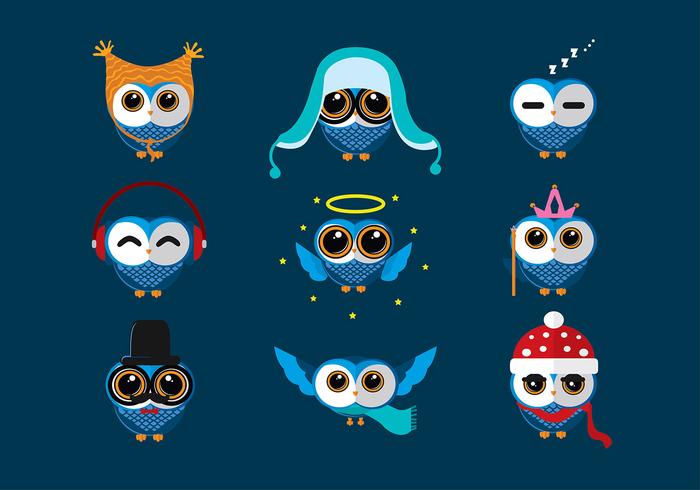 Coruja Blauwe Cartoon Gratis Vector