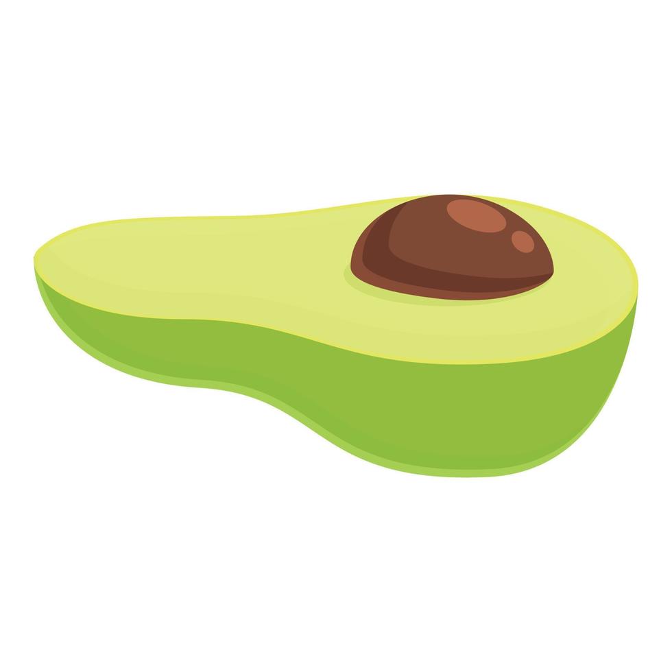 voor de helft avocado icoon, tekenfilm stijl vector