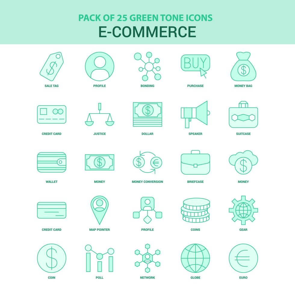 25 groen ecommerce icoon reeks vector