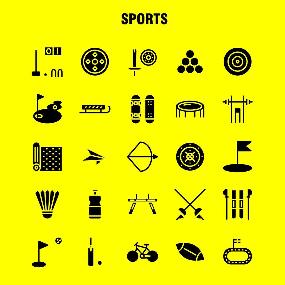 sport- solide glyph icoon pak voor ontwerpers en ontwikkelaars pictogrammen van mat sport sport- yoga biljart zwembad snooker sport vector