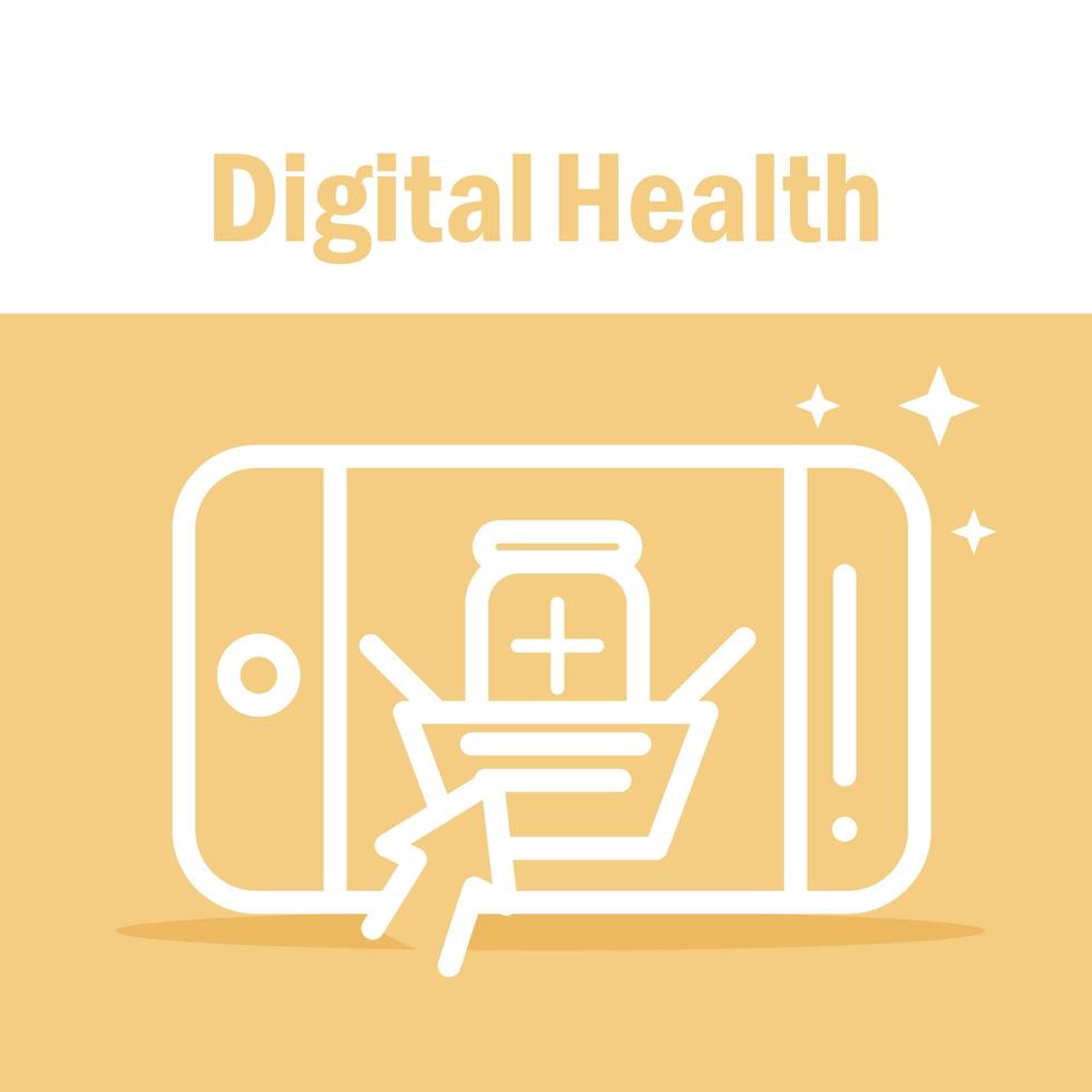 digitale gezondheidsbanner met smartphonepictogram vector