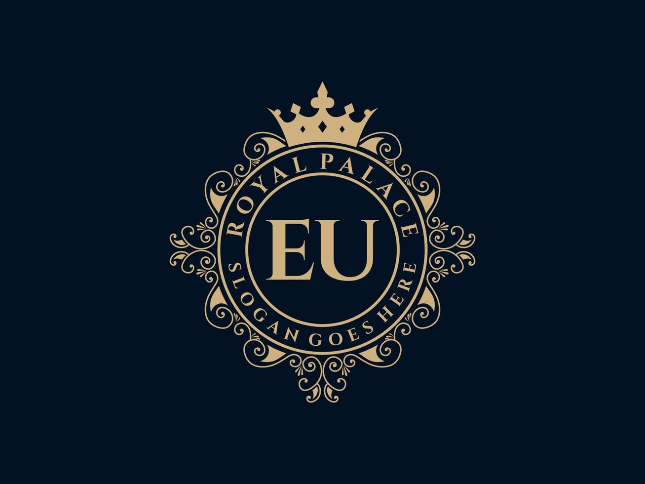 brief EU antiek Koninklijk luxe Victoriaans logo met sier- kader. vector