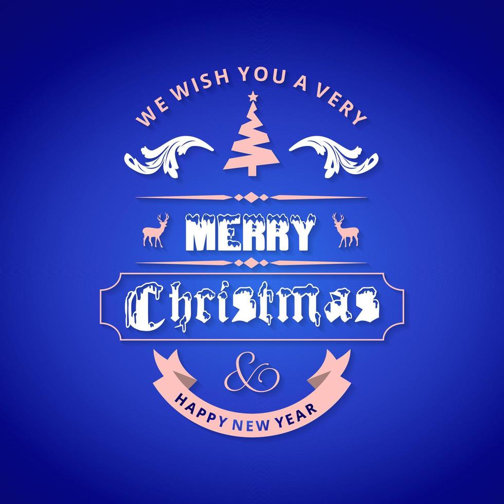 vrolijk Kerstmis creatief ontwerp met blauw achtergrond vector