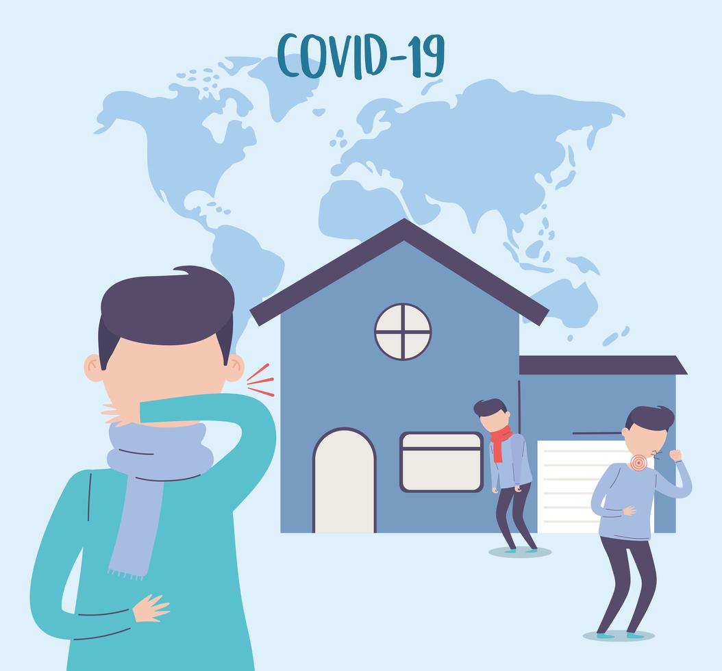 mensen met covid-19 symptomen banner vector