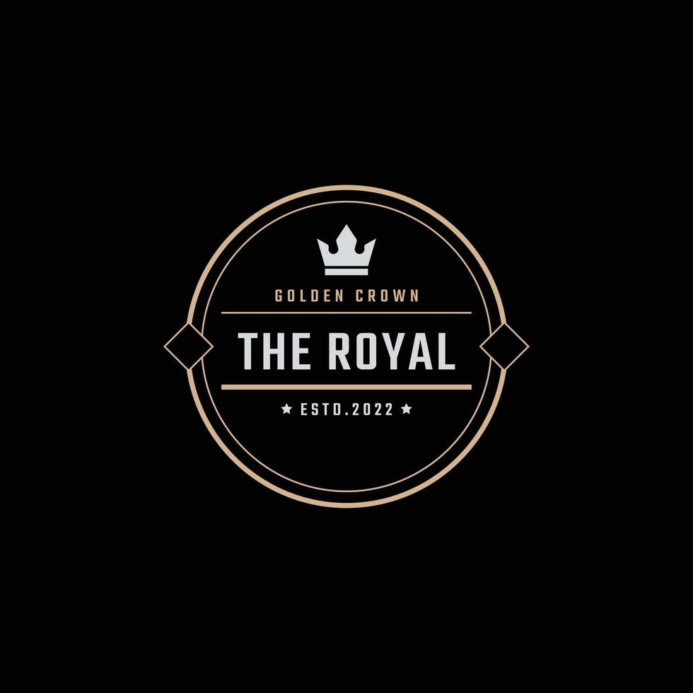 gouden koning kroon Koninklijk wijnoogst retro klassiek luxe etiket logo ontwerp lineair stijl vector