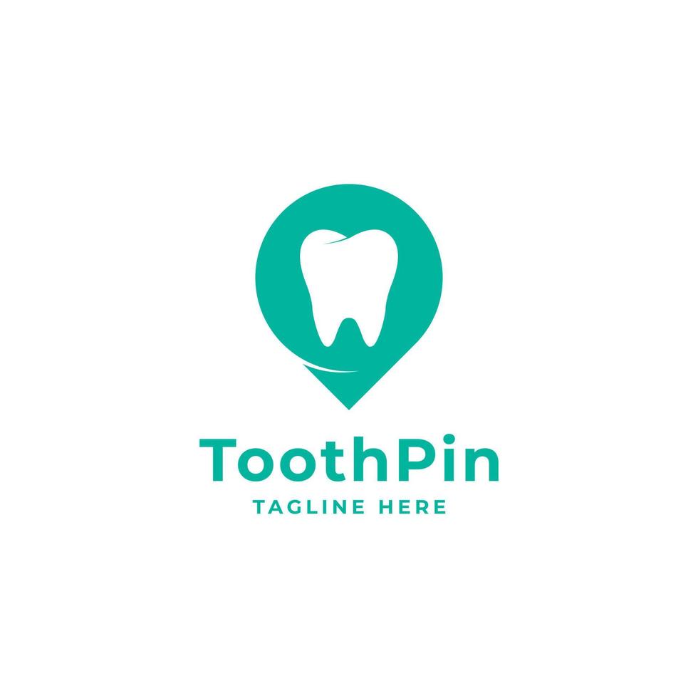 tandarts plaats logo. tand en pin plaats logo combinatie. geschikt voor tandheelkundig icoon vector