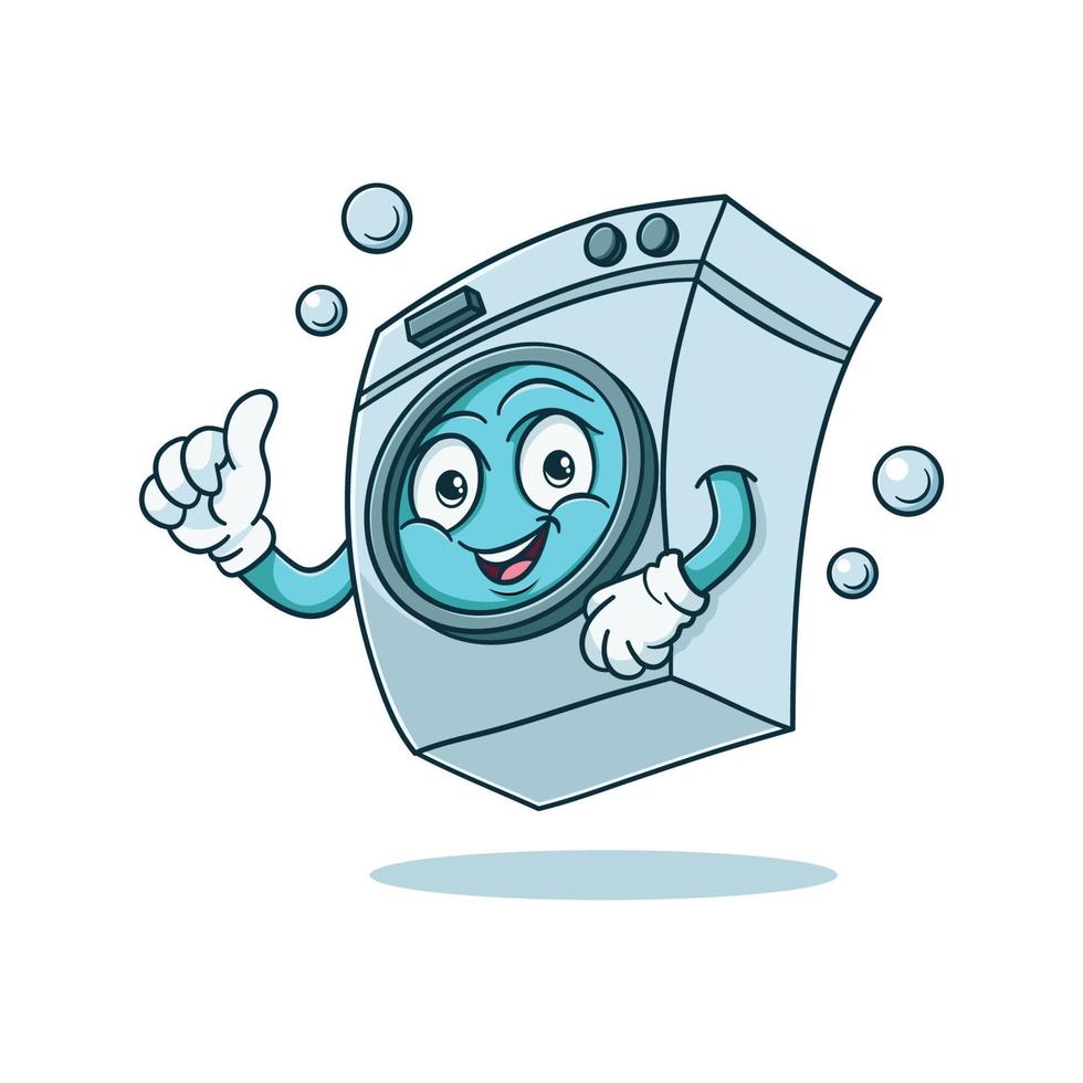 wasserij onderhoud mascotte logo, het wassen machine mascotte logo vector