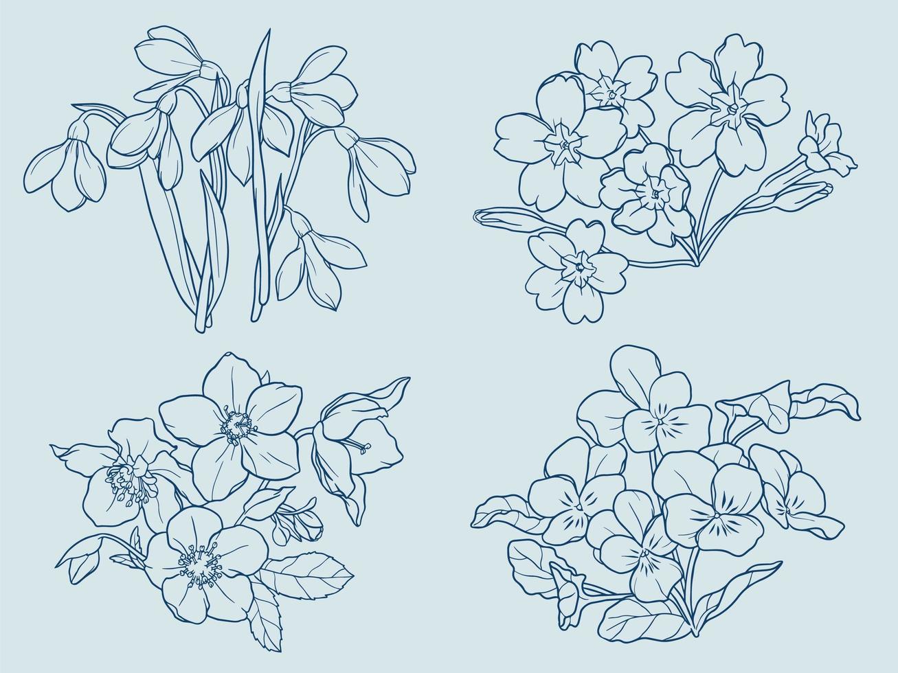 winter bloemen overzicht vector